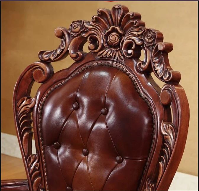 Set Of 4 European Artistic Leather Style Button Tufted Dining Chair / Ruchi