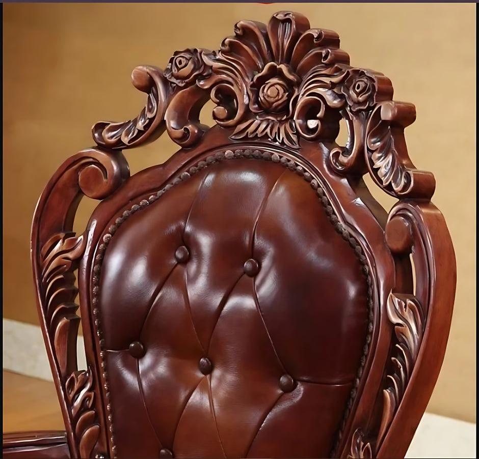 European Leather Upholstered Dining Chairs Set Of 4 / Ruchi