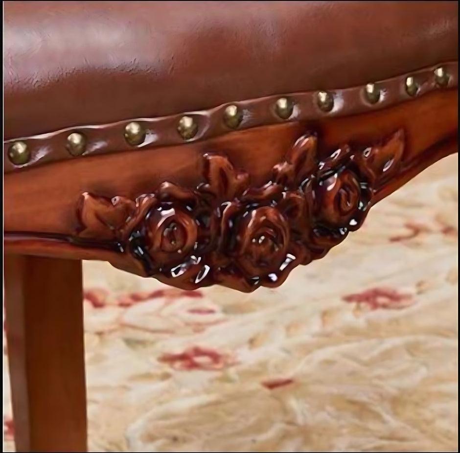 European Leather Upholstered Dining Chairs Set Of 4 / Ruchi