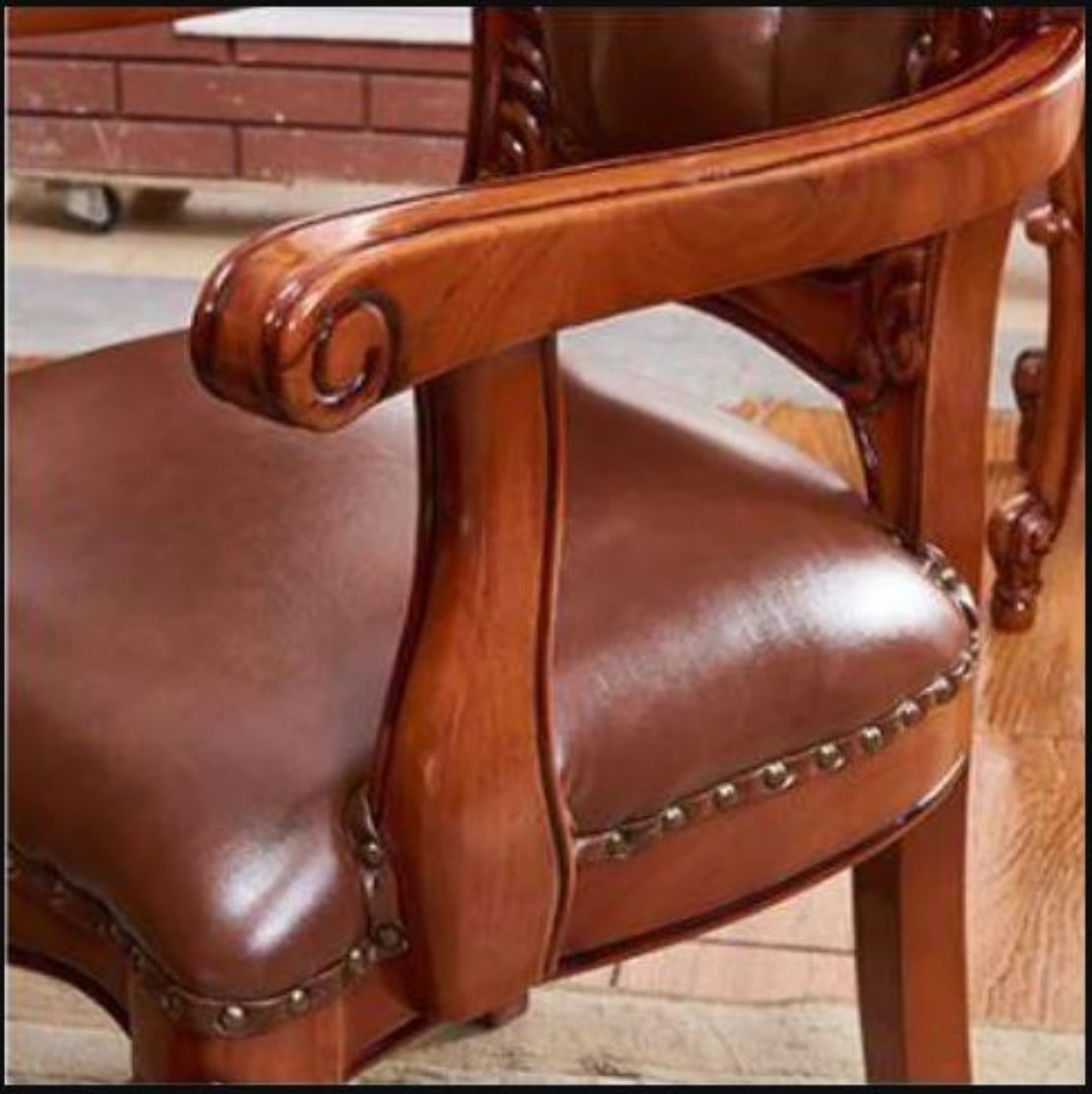 European Leather Upholstered Dining Chairs Set Of 4 / Ruchi