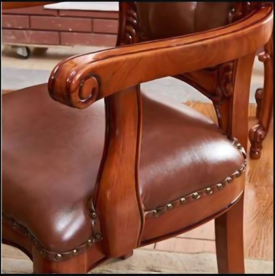 European Leather Upholstered Dining Chairs Set Of 4 / Ruchi