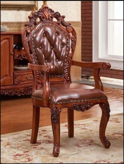 Set Of 4 European Artistic Leather Style Button Tufted Dining Chair / Ruchi