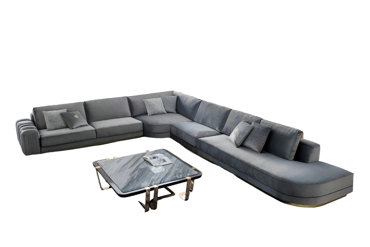 Modular Velvet L-Shaped Sectional Sofa / Ruchi