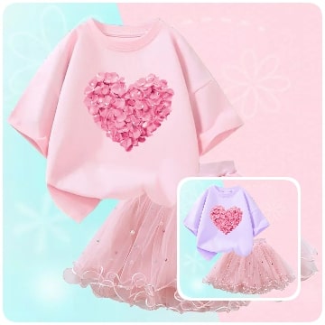 Luxury Cordiform Design Printed Girl's Dress / Ruchi