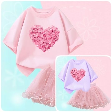 Luxury Cordiform Design Printed Girl's Dress / Ruchi