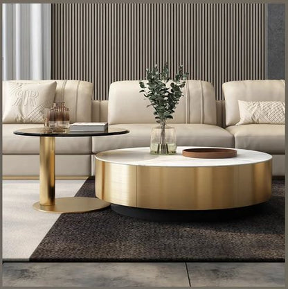Modern Round Coffee Table With Storage / Ruchi