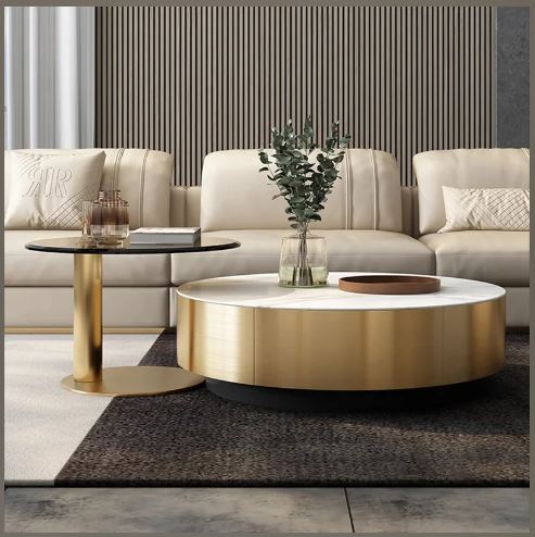 Modern Round Coffee Table With Storage / Ruchi