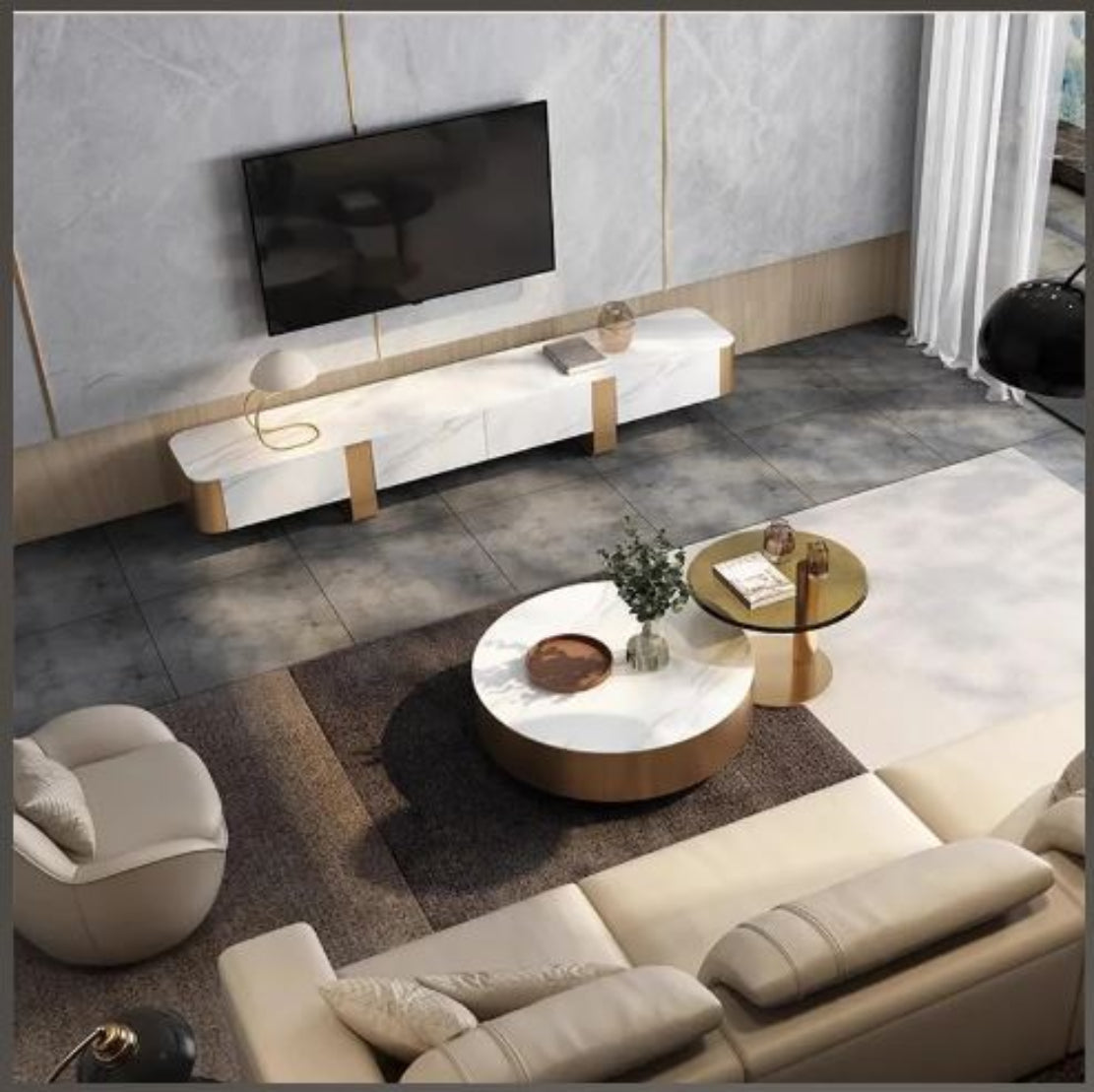 Modern Round Coffee Table With Storage / Ruchi