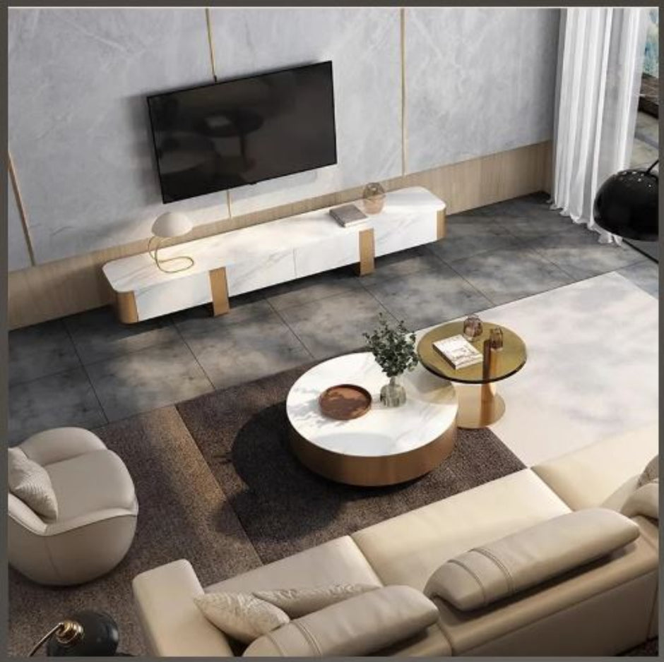Modern Round Coffee Table With Storage / Ruchi