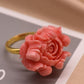 Enticing Pink Coral Pendant White Pearl Metal Ring / Ruchi