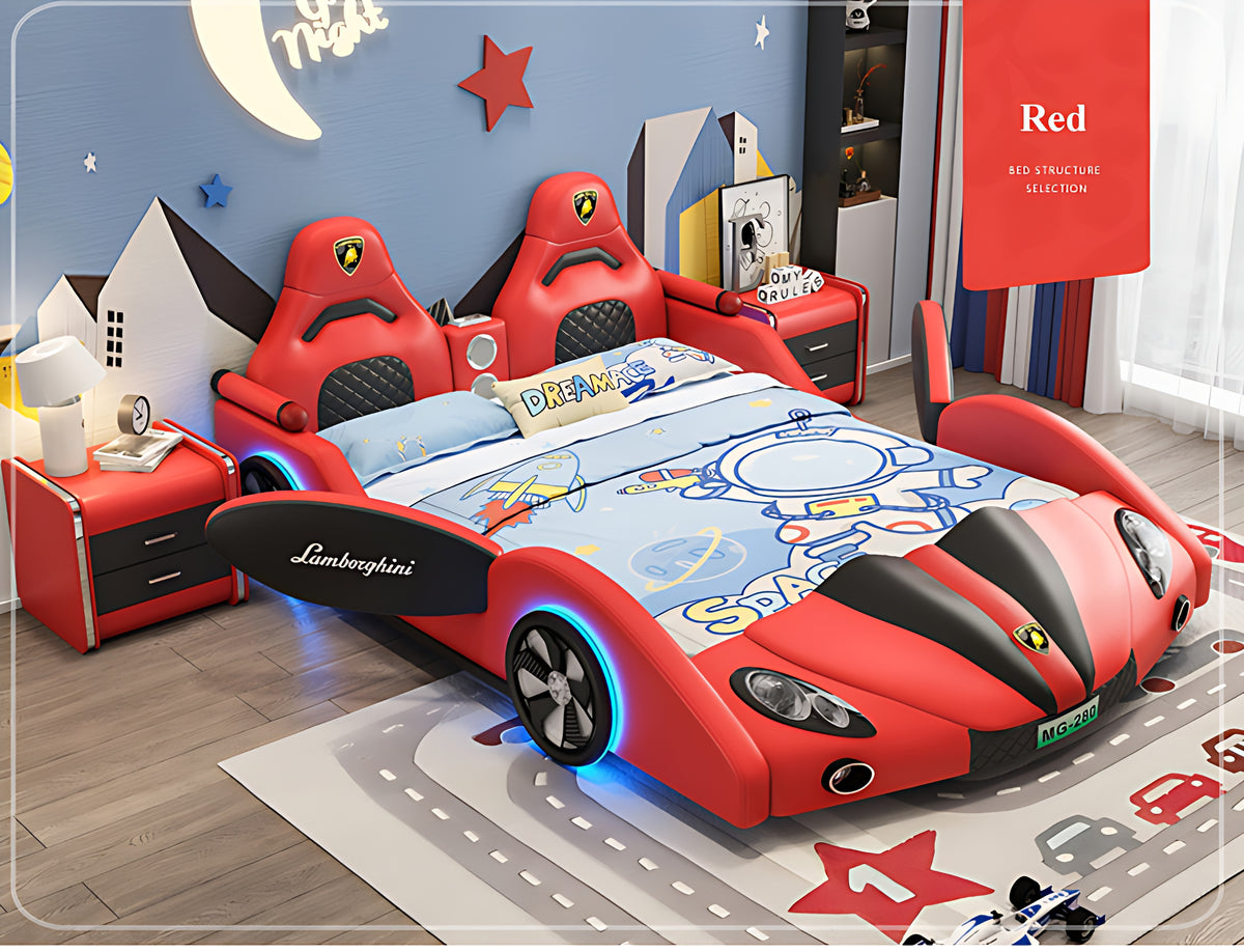 Car Theme Childrens LED Leather Bed / Ruchi