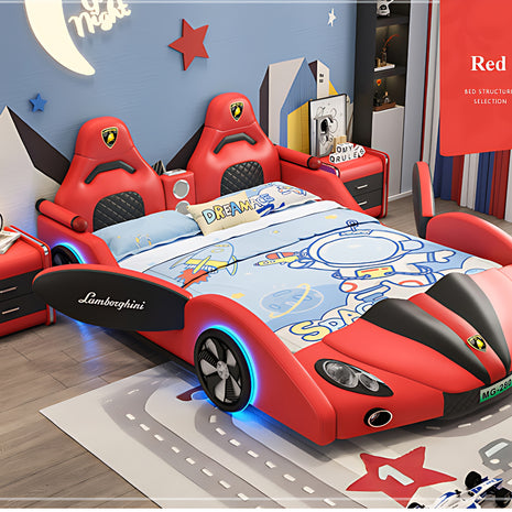 Car Theme Childrens LED Leather Bed / Ruchi