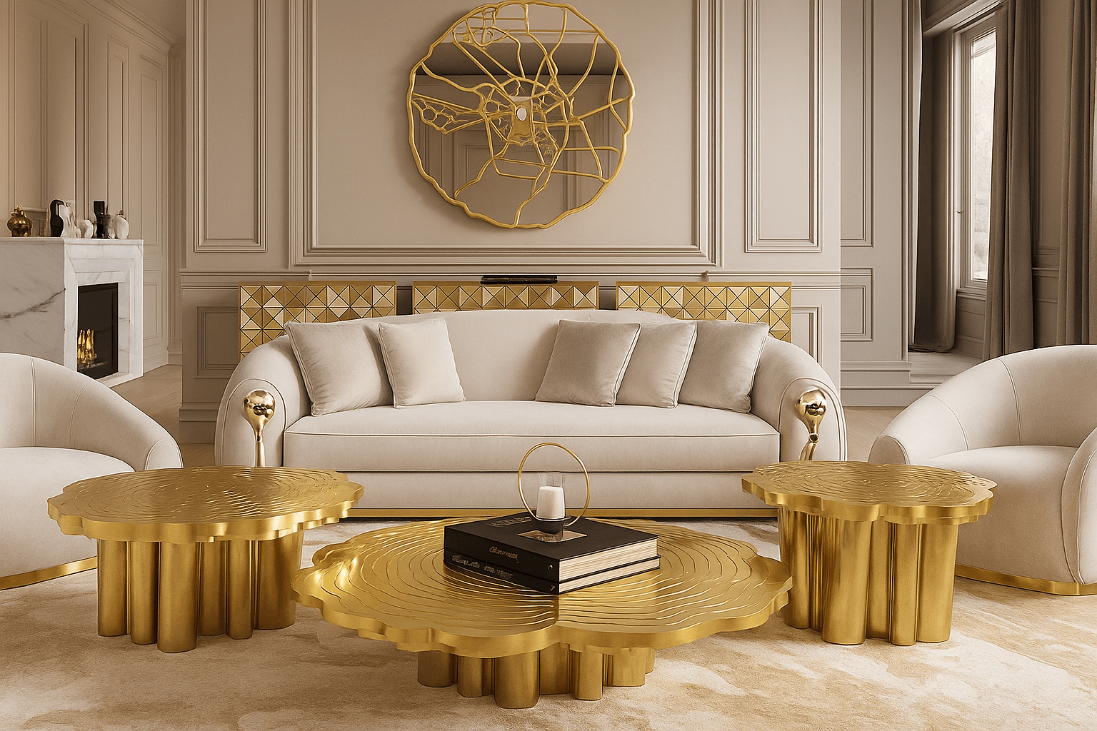 3 Piece Luxury Metal Coffee Table / Ruchi
