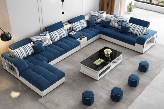Modern Multifunctional Microfiber Modular Sectional Sofa / Ruchi