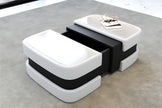 Extendable Glass Top Leather Coffee Table / Ruchi