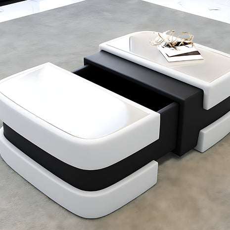 Extendable Glass Top Leather Coffee Table / Ruchi