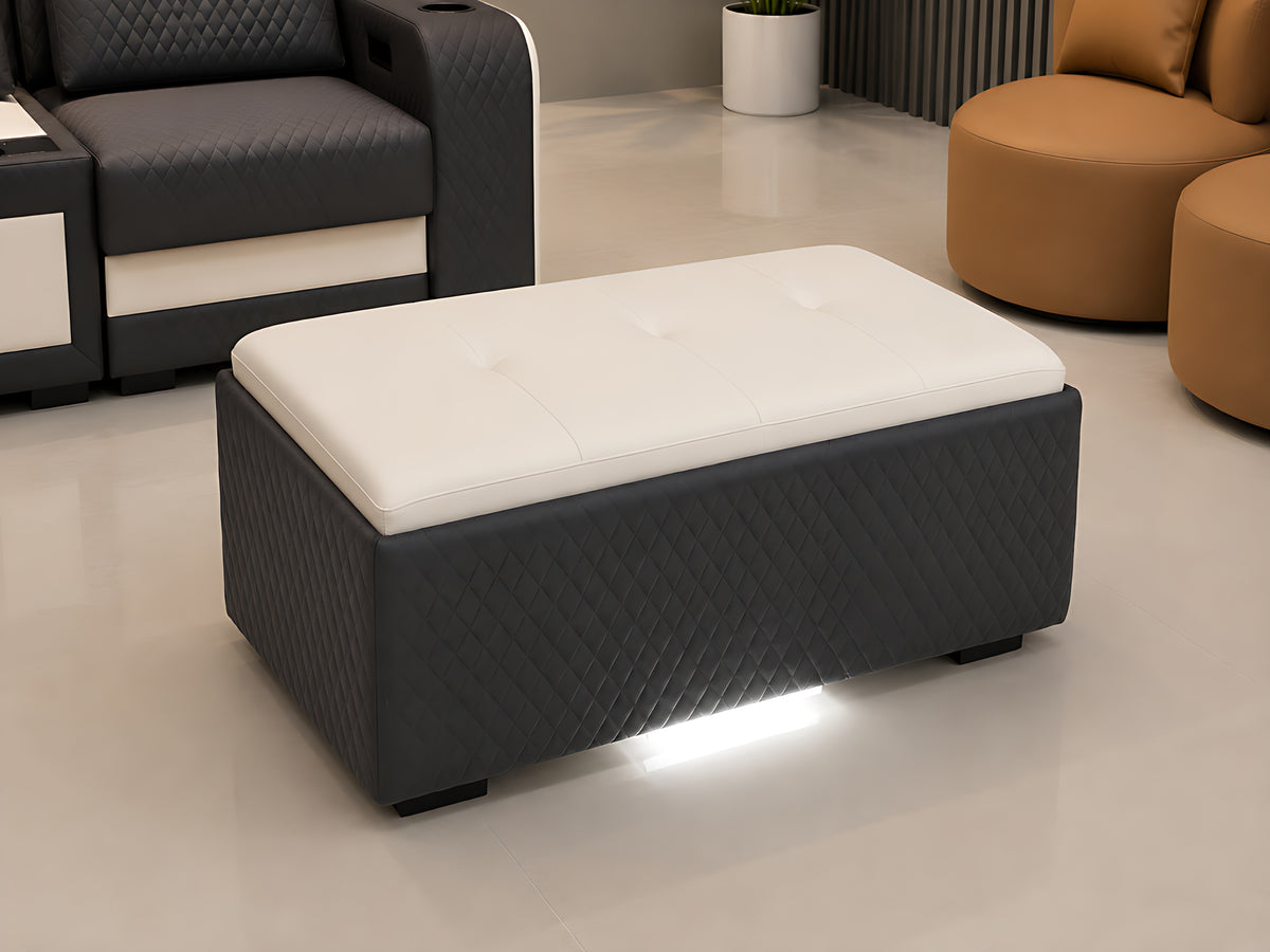 Genuine Leather Electric Recliner Sofa And Coffee Table With LED / Ruchi