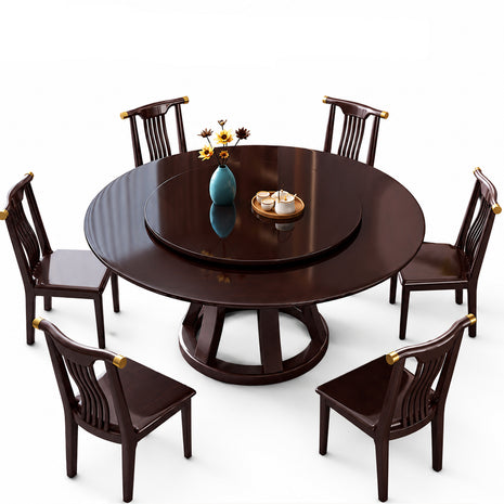 Round Wooden Dining Table Set With 6 Chairs / Ruchi
