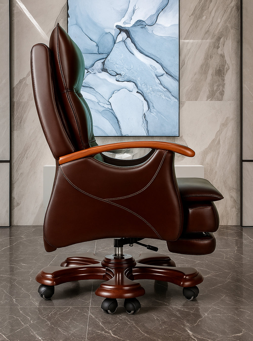Modern Reclining Leather Office Chair With Footrest / Ruchi