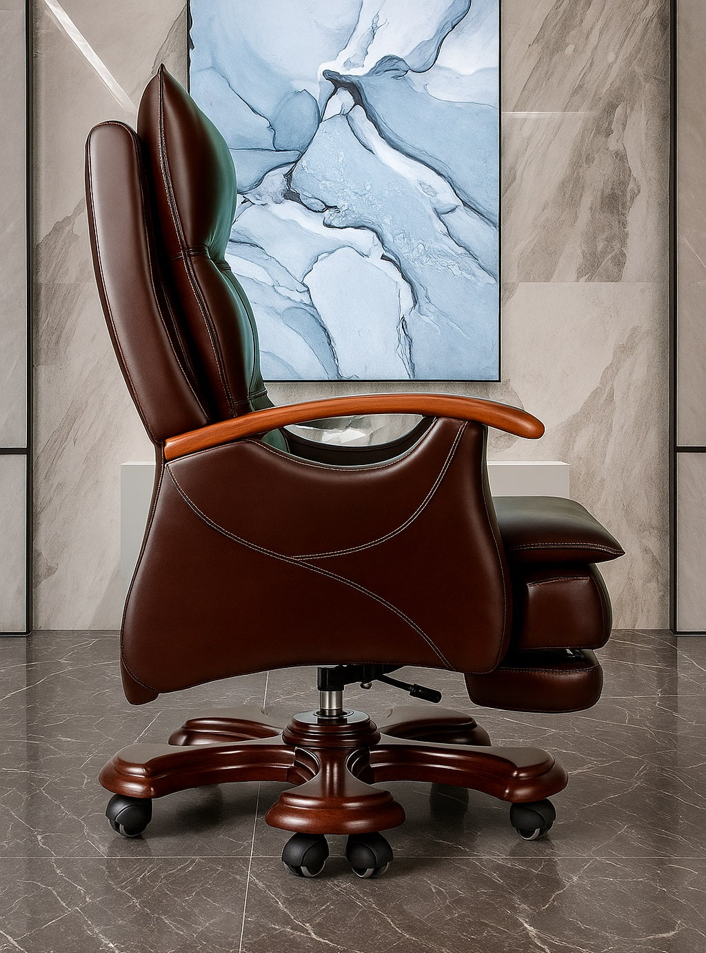 Modern Reclining Leather Office Chair With Footrest / Ruchi