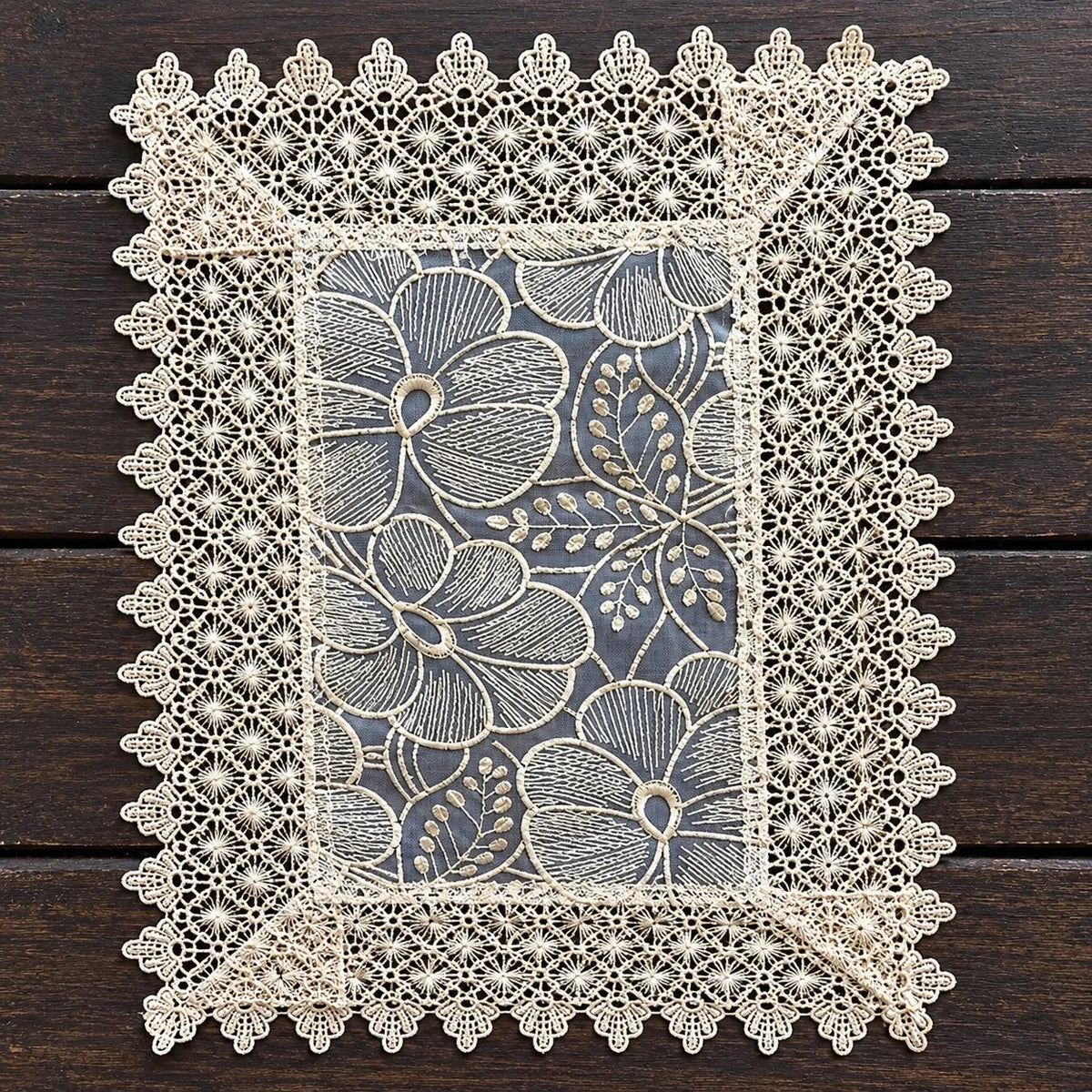 Cotton Linen Floral Design Placemat Set of 5 / Ruchi 