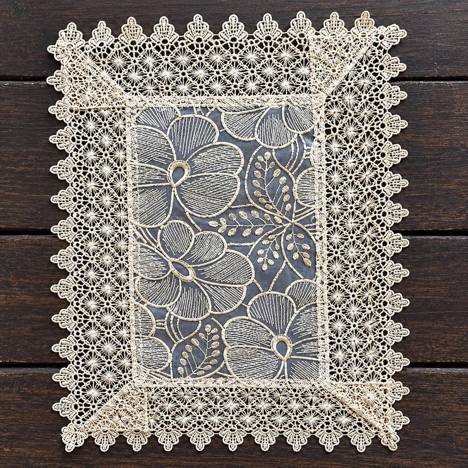Cotton Linen Floral Design Placemat Set of 5 / Ruchi 