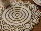 White & Gold Beaded Mandala Placemat Set of 2 / Ruchi