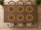 Handcrafted Multicolor Floral Beaded Round Placemat / Ruchi