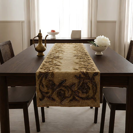 Glitzy Gold Beaded Table Runner / Ruchi