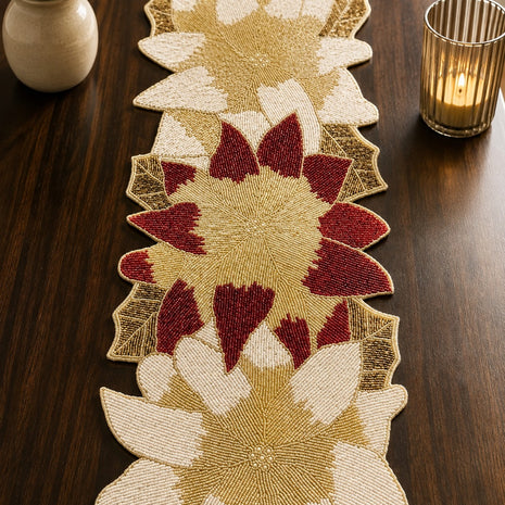 Multicolor Leaf Pattern Beaded Runner / Ruchi
