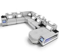 U-Shaped LED Leather Sectional Sofa With Chaise / Ruchi
