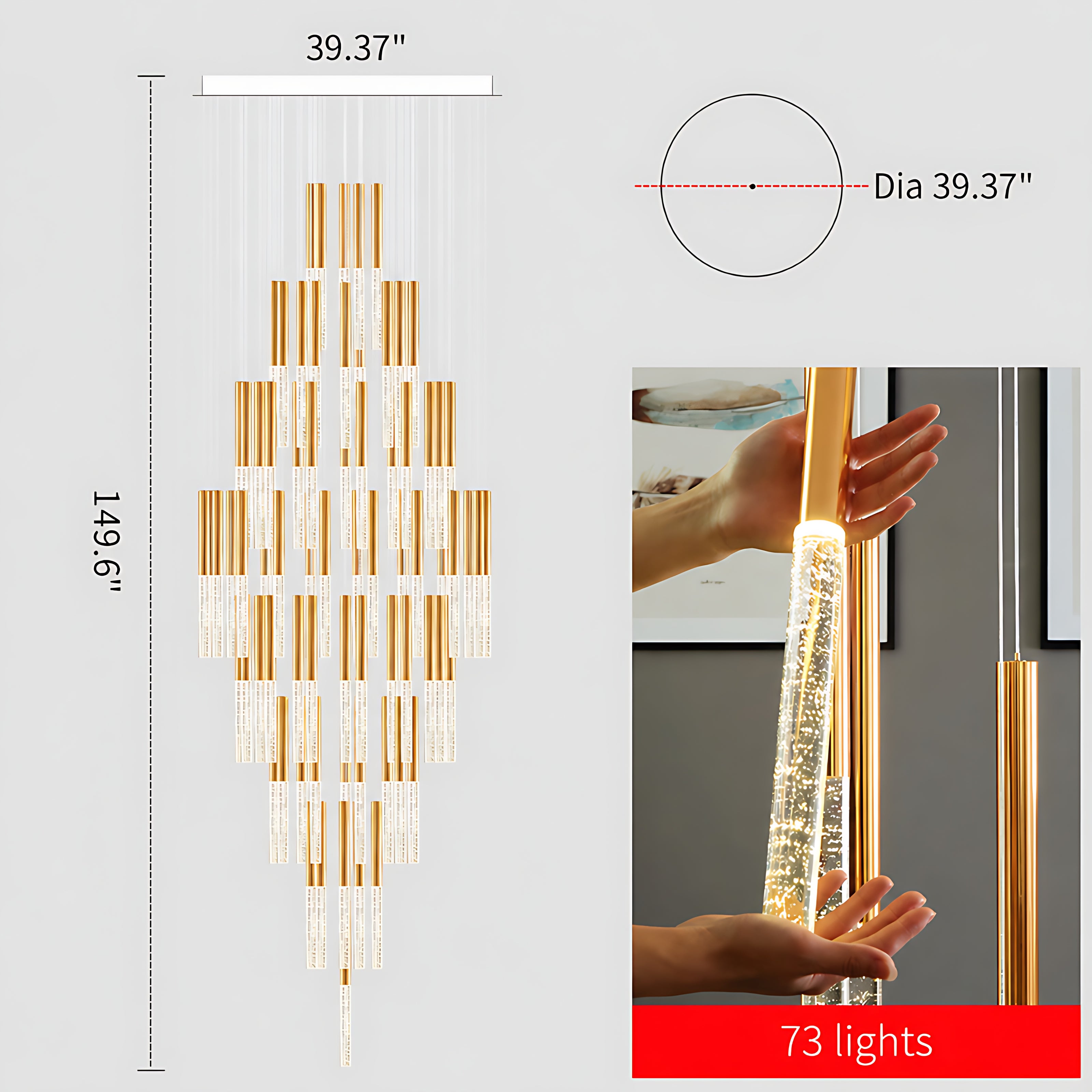 Large LED Multi Light Pendant Chandelier / Ruchi