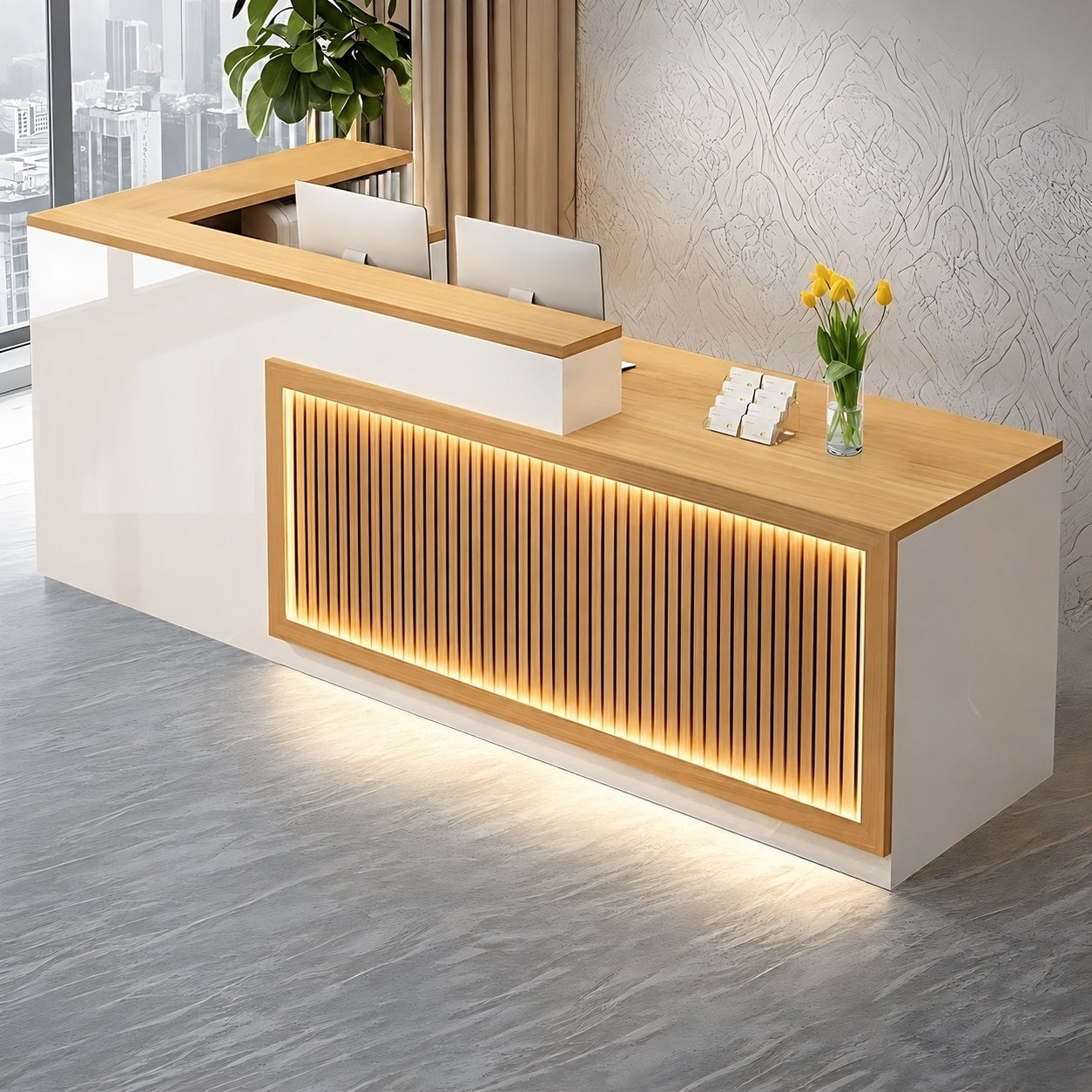 Modern Wooden LED Reception Desk
