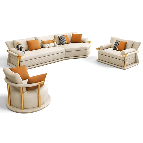 3 Piece Leather Sectional Sofa Set