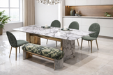 Rectangular Marble Dining Table Set With Bench / Ruchi