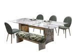 Rectangular Marble Dining Table Set With Bench