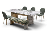 Rectangular Marble Dining Table Set With Bench / Ruchi
