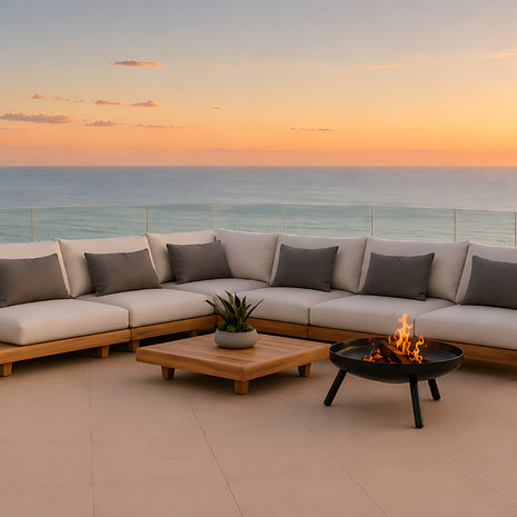 Modern Outdoor L-Shaped Wooden Sectional Sofa / Ruchi