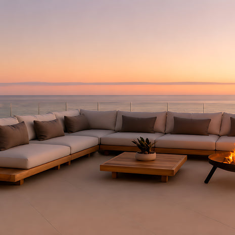 Modern Outdoor L-Shaped Wooden Sectional Sofa / Ruchi