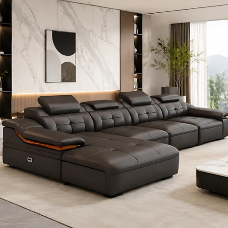 Modern L-Shaped Leather Sectional Sofa With Chaise / Ruchi