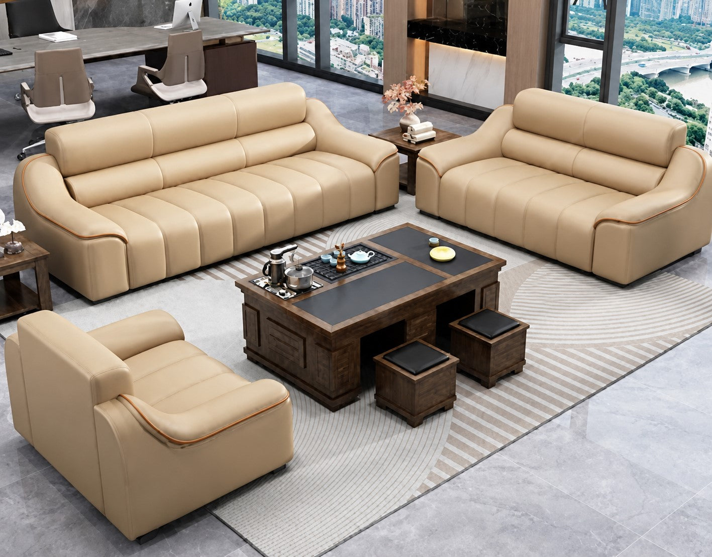 Cozy 1-2-3 Seater Leather Sofa Set