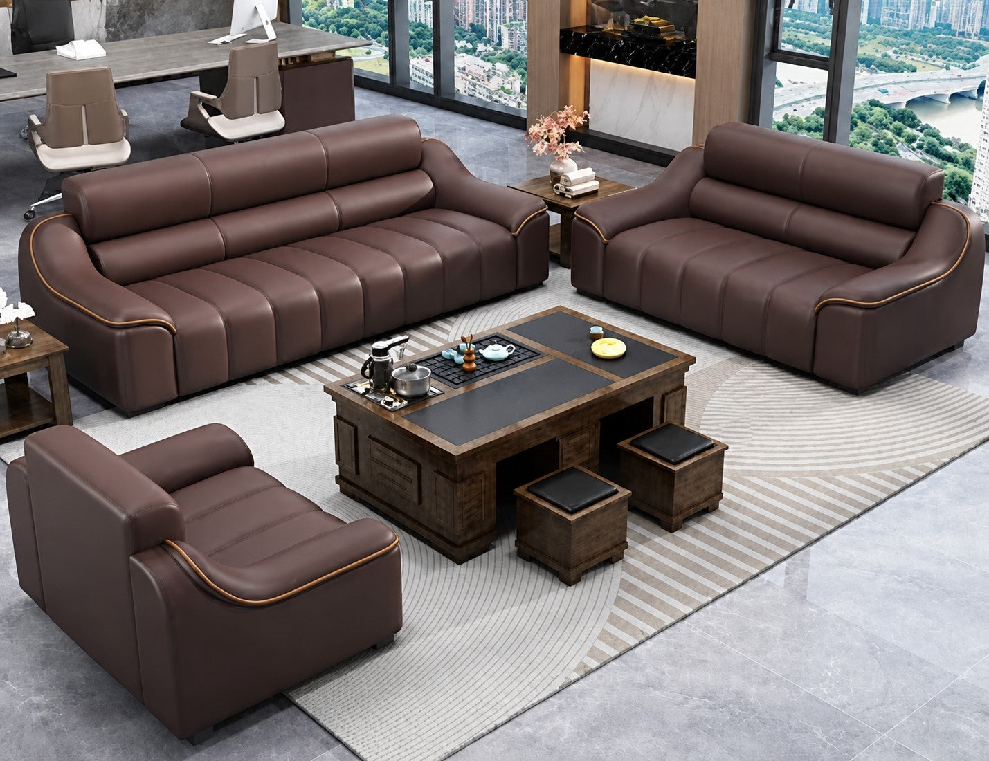 Cozy 1-2-3 Seater Leather Sofa Set