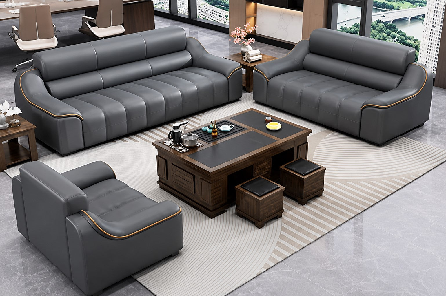 Cozy 1-2-3 Seater Leather Sofa Set