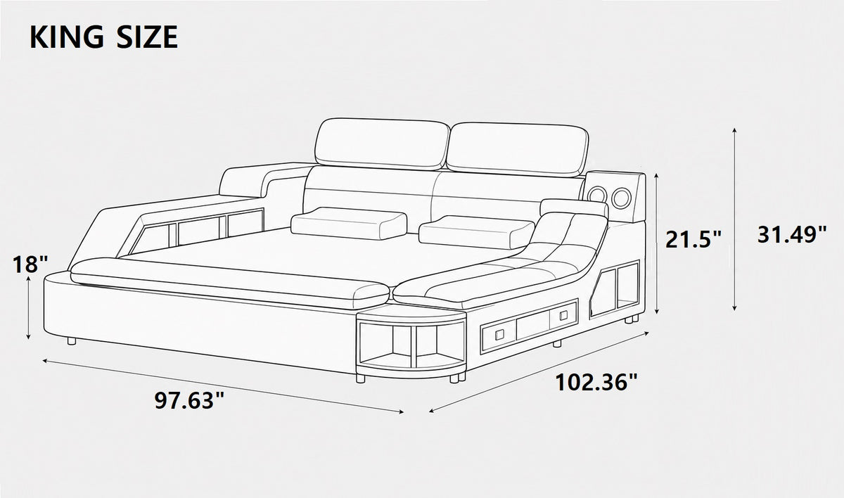 Ultimate Leather Upholstery Multifunctional Smart Bed / Ruchi