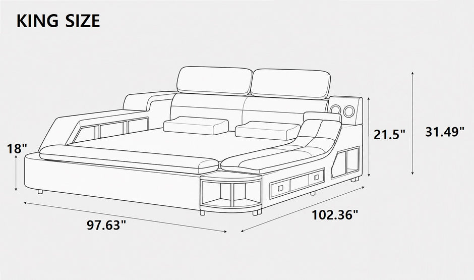 Ultimate Leather Upholstery Multifunctional Smart Bed / Ruchi