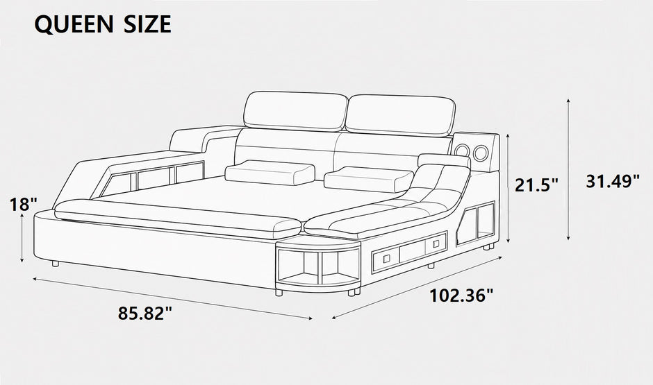 Ultimate Leather Upholstery Multifunctional Smart Bed / Ruchi