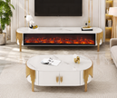 Marble Coffee Table And TV-Stand With LED Electric Fireplace / Ruchi