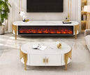 Marble Coffee Table And TV-Stand With LED Electric Fireplace / Ruchi