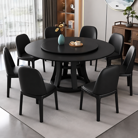 Round Wooden Dining Table Set With 6 Chairs