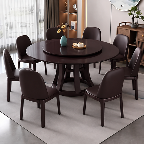 Round Wooden Dining Table Set With 6 Chairs